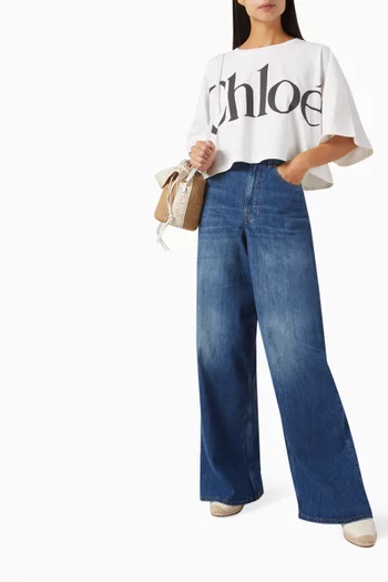 High-waisted Wide-leg Jeans in Denim