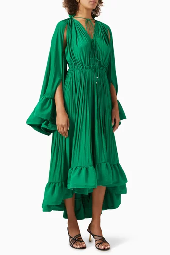 Ruffle Midi Dress in Charmeuse