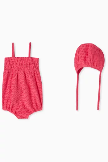 Romper & Beanie Set in Cotton Terry