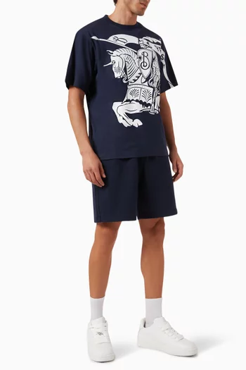 Equestrian Knight Embroidery Shorts in Cotton-jersey