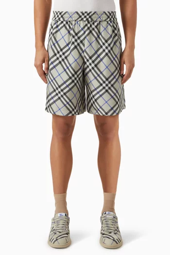 Check Shorts in Silk Poplin