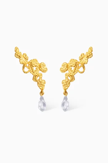 "MINI RIVERSTONE EARRING BRASS DIPPED IN 18K GOLD WITH AMATTE FINISH AND CLEAR IRREGULARRESIN STONE":White    :One Size|217400256