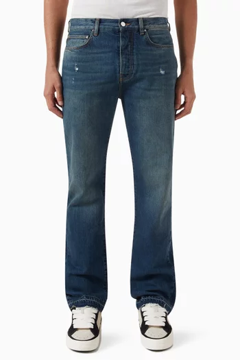 Released Hem Straight Jeans in Denim