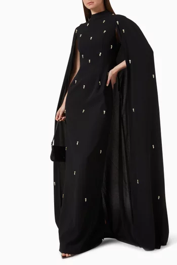 Crystal-embellished Cape Dress