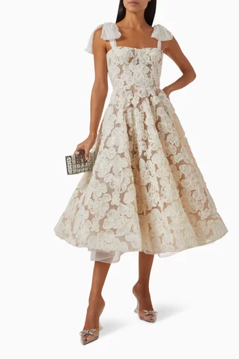 Sabrina Floral-embroidery Midi Dress