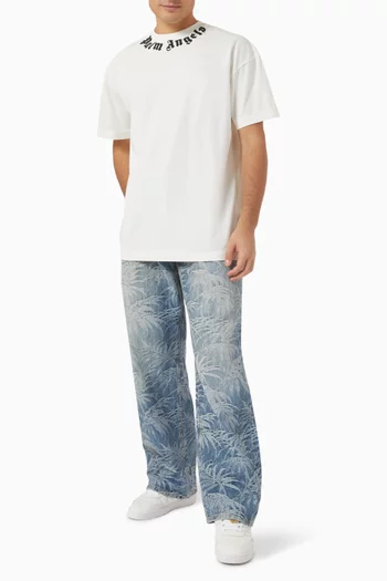 Palm Motif Jeans in Denim