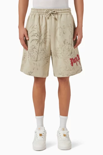 Pencil All Over Sweatshorts in Cotton