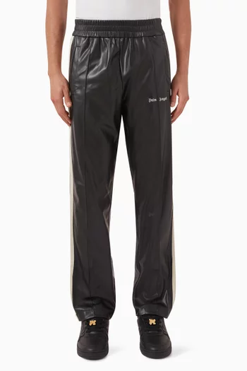 Logo Sweatpants in Faux Leather