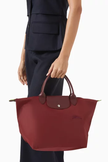 Medium Le Pliage Green Tote Bag in Recycled Canvas