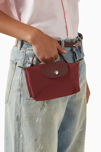 Mini Le Pliage Green Clutch in Recycled Canvas