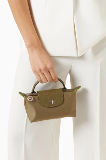 Mini Le Pliage Green Clutch in Recycled Canvas