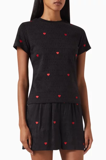 Heart-motif Logo T-shirt in Cotton