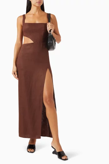 Satori Cut-out Maxi Dress in Linen
