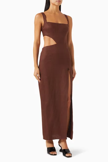 Satori Cut-out Maxi Dress in Linen
