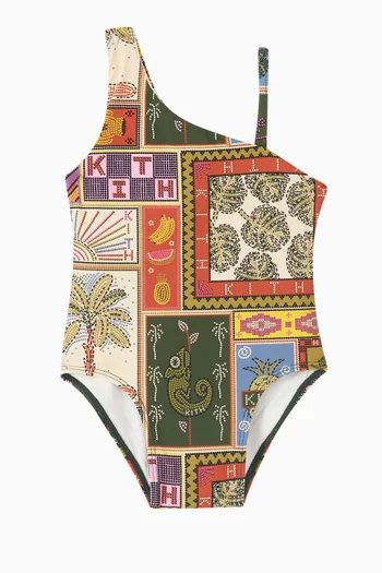 Tropical Tapestry Print Swimsuit in Stretch-nylon