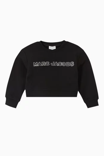 Buy MARC JACOBS Black Logo Print Sweatshirt in Cotton For Girls Online Ounass Bahrain