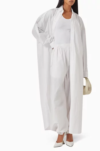 Oversized Maxi Shirt Dress in Cotton-poplin