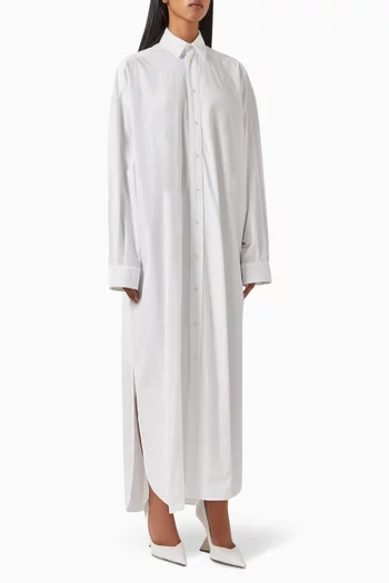 Oversized Maxi Shirt Dress in Cotton-poplin