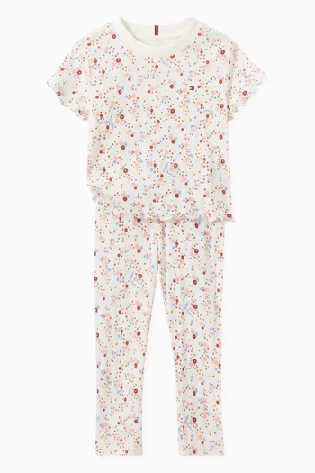 Floral Pointelle Leggings in Cotton