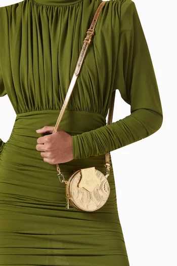 Micro Dome Embossed Crossbody Bag in Leather
