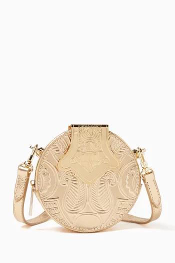 Micro Dome Embossed Crossbody Bag in Leather