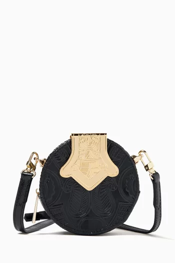 Micro Dome Embossed Crossbody Bag in Leather