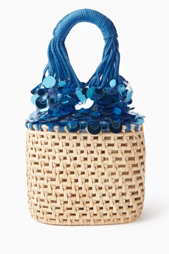 Serena Paillette Top-handle Bag in Straw