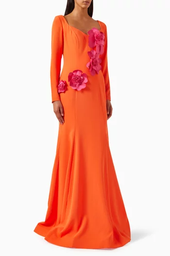 Floral-applique Maxi Dress