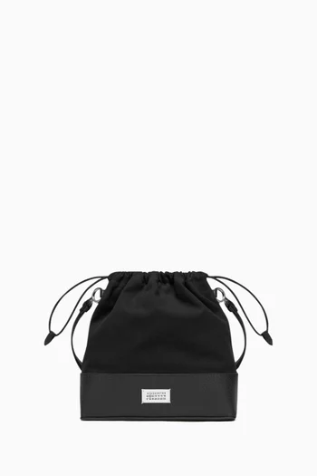 5AC Drawstring Shoulder Bag in Leather and Poly-blend