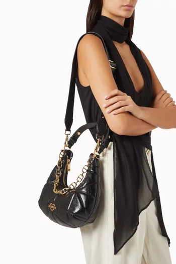 Geometric Quilted Shoulder Bag in Faux Leather