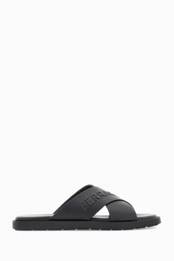 Logo Crossover Sandals in Calfskin