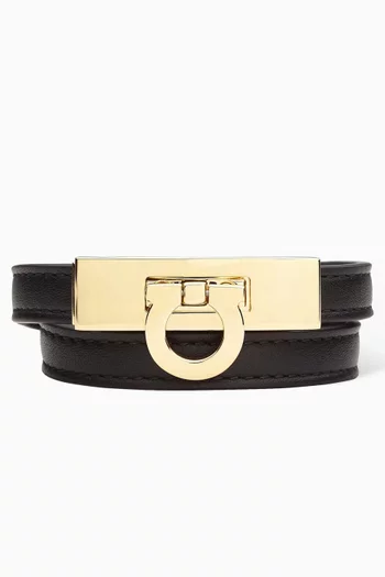 Gancini Double-twist Wrap Bracelet in Leather