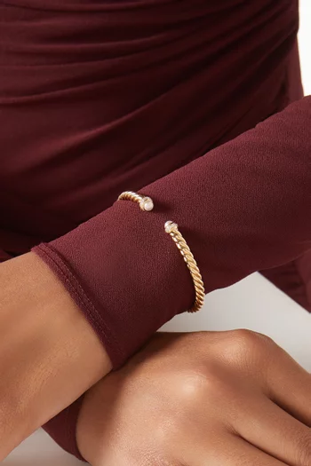 Cablespira® Pearl & Diamond Flex Bracelet in 18kt Gold