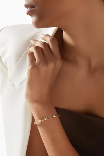 Cablespira® Blue Topaz & Diamond Flex Bracelet in 18kt Gold