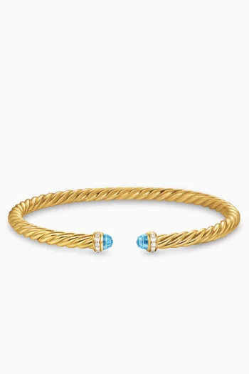 Cablespira® Blue Topaz & Diamond Flex Bracelet in 18kt Gold