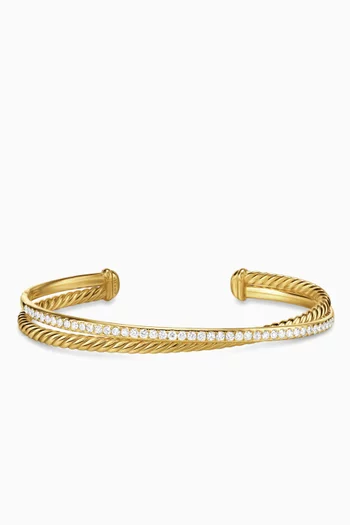Crossover Diamond Two-row Bracelet in 18kt Yellow Gold