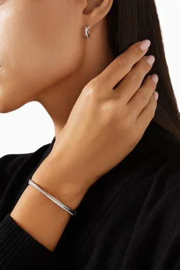 Crossover Diamond Two-row Bracelet in Sterling Silver