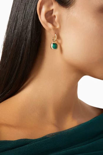 Albion® Diamond Drop Earrings in Malachite & 18kt Yellow Gold