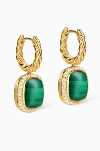 Albion® Diamond Drop Earrings in Malachite & 18kt Yellow Gold