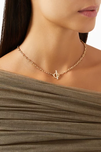 Madison® Pavé Diamond Toggle Chain Necklace in 18kt Yellow Gold