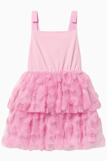 Tulle-skirt Mini Dress in Jersey