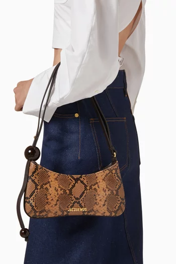 Le Bisou Perle Zip Shoulder Bag in Python-print Leather