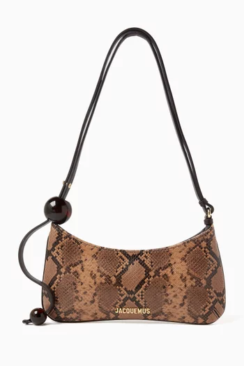 Le Bisou Perle Zip Shoulder Bag in Python-print Leather