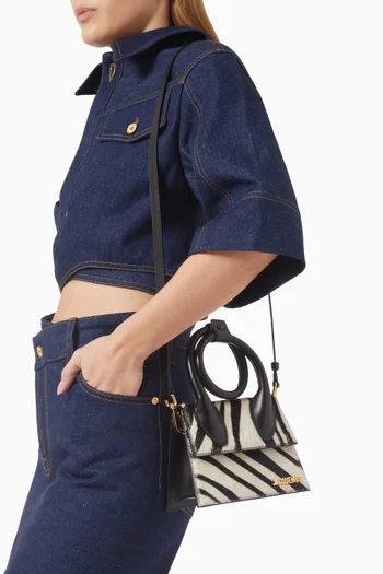Le Chiquito Noeud Tote Bag in Zebra-print Pony Hair
