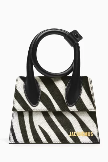 Le Chiquito Noeud Tote Bag in Zebra-print Pony Hair