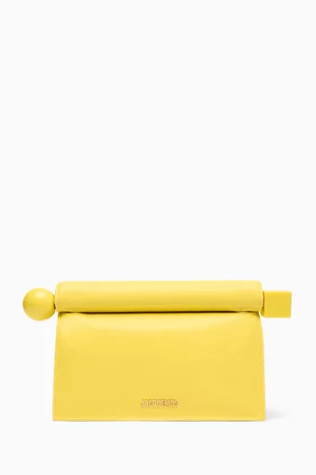 La Petite Pochette Rond Carré Clutch Bag in Leather