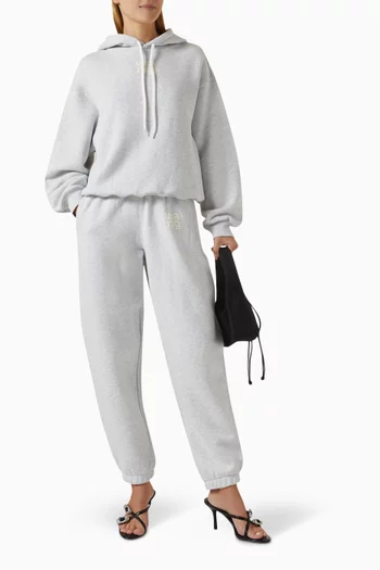 كنزة بغطاء رأس وطبعة شعار الماركة قطن