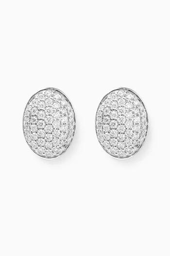 Oval Diamond Stud Earrings in 18kt White Gold