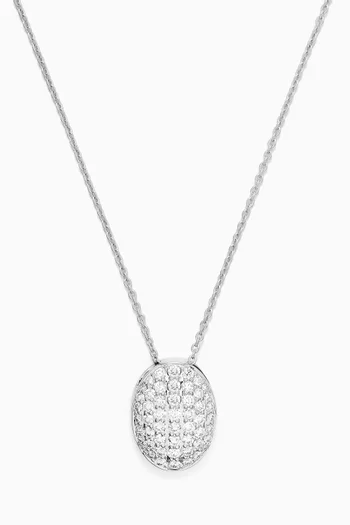 Oval Diamond Pendant Necklace in 18kt White Gold