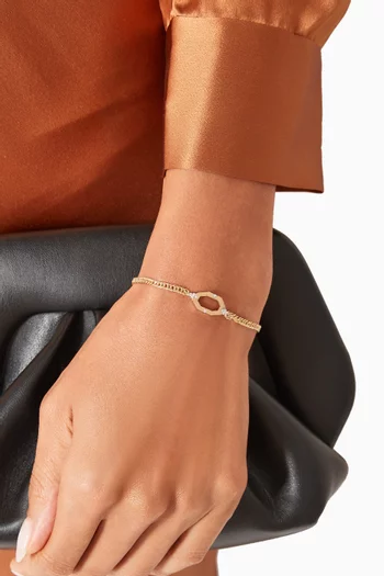 Diamond Cornered Octagon Bracelet in 14kt Gold